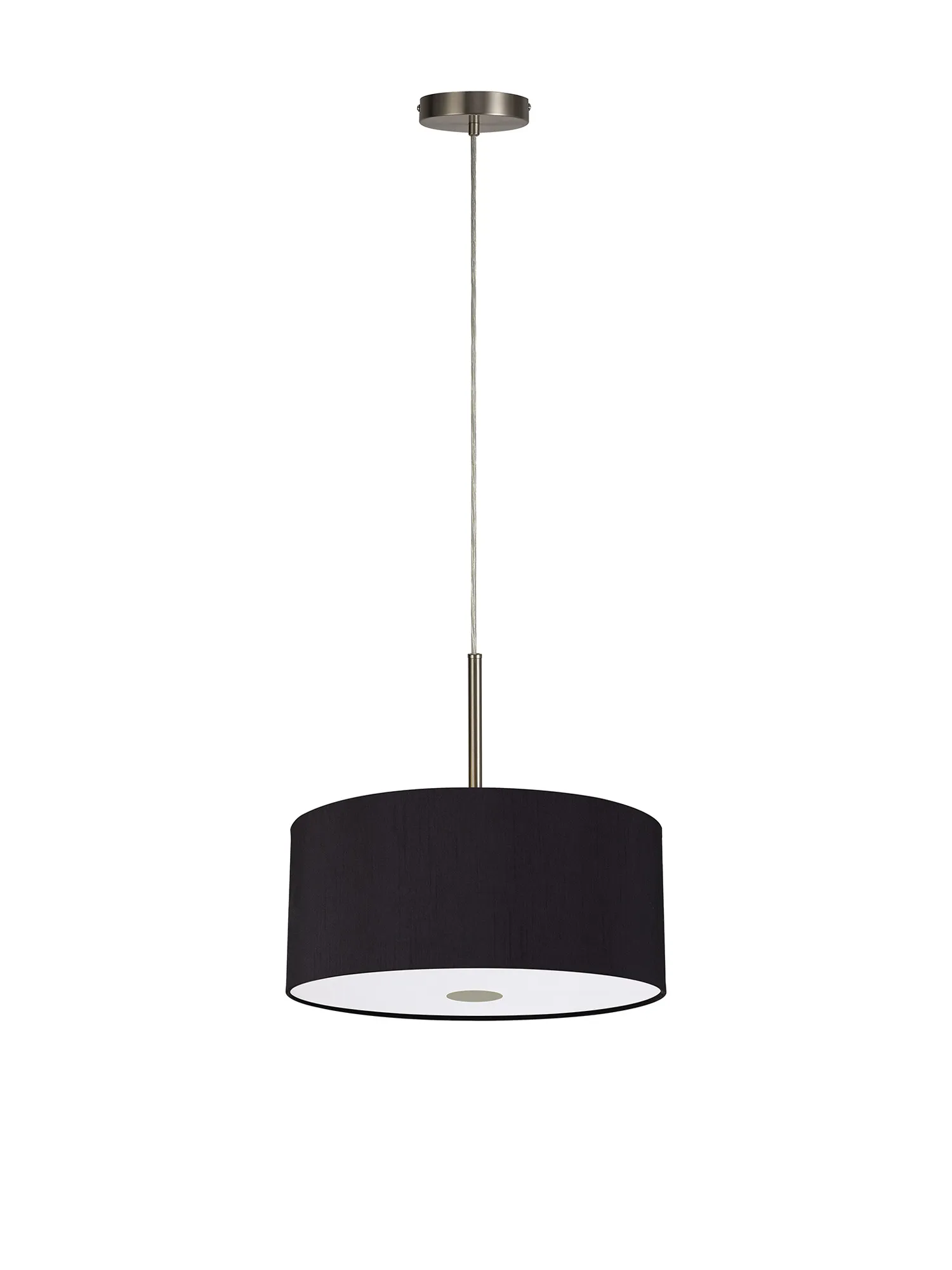 Baymont 40cm 5 Light Pendant Satin Nickel, Midnight Black/Green Olive, Frosted Diffuser DK0541  Deco Baymont SN BL/GR